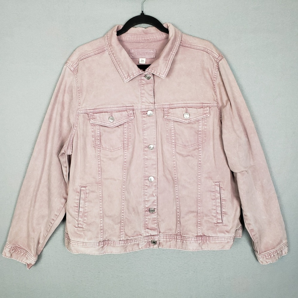 Maurices Size 2X Light Pink Soft Jean Jacket Casual Coastal‎ Everyday Timeless
